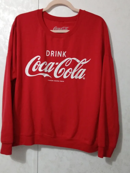 Coca Cola Red Graphic Pullover Crewneck Sweatshirt Size Large - Picture 2 of 4